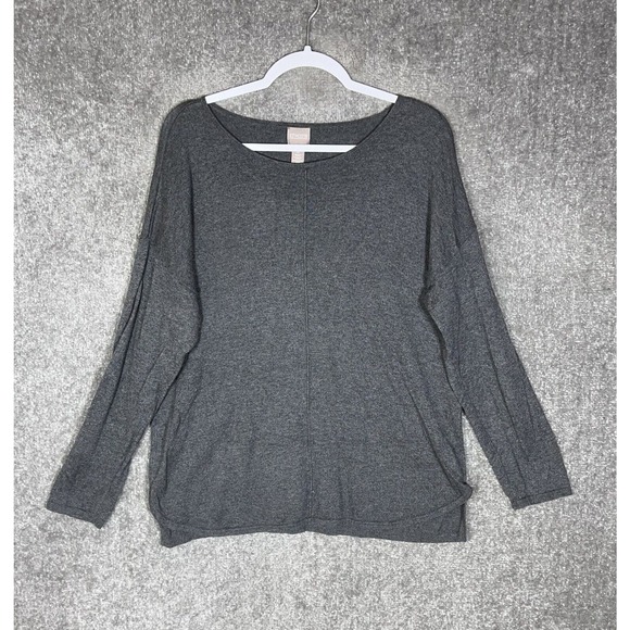 Chicos Long Sleeve Drop Shoulder Knit Sweater Womens Size 2 US Size‎ 12 Gray - Picture 1 of 6